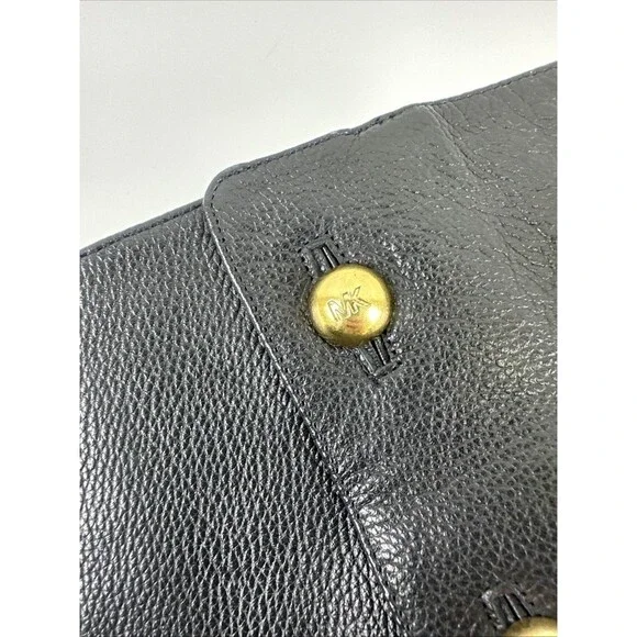 Michael Michael Kors Maisie Knee High Boot Black Leather Pebbled Gold Button 7.5 - Picture 7 of 15